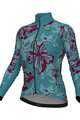 ALÉ Cycling winter long sleeve jersey - PR-E FLOWER - turquoise